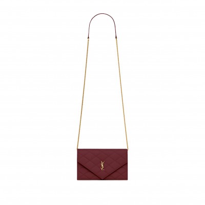 YSL PARIS CHAIN WALLET IN GRAIN DE POUDRE LEATHER 871149 (20*13*5cm)